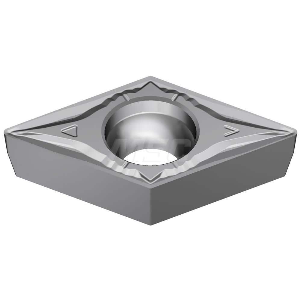 Turning Insert:  DCMT2151EGU T1500A,  Cermet Uncoated Finish,  Neutral,  0.3031″ Long,  1/4″ Inscribed Circle,  0.0157″ Corner Radius,  55.0 &deg N/A Diamond,  Series  T1500A