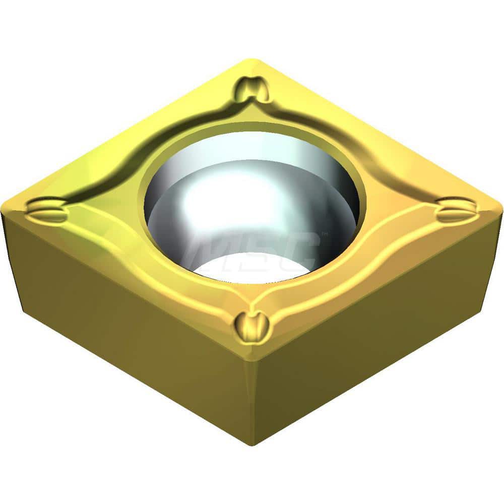 Turning Insert:  CCMT3251ESU T2500Z,  Cermet AlN Finish,  Neutral,  0.3819″ Long,  3/8″ Inscribed Circle,  0.0157″ Corner Radius,  80.0 &deg N/A Diamond,  Series  T2500Z