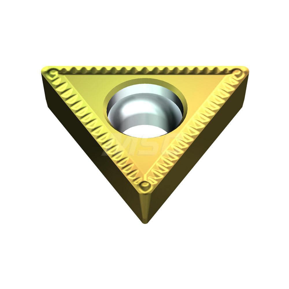 Turning Insert:  TPMT321EFB T2500Z,  Cermet AlN Finish,  Neutral,  0.6496″ Long,  3/8″ Inscribed Circle,  0.0157″ Corner Radius,  60.0 &deg N/A Triangle,  Series  T2500Z