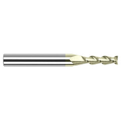 High Helix End Mills for Aluminum Alloys - 0.1250″ (1/8″) Cutter Diameter × 0.5000″ (1/2″) Length of Cut Carbide 45° Helix Square End Mill, 2 Flutes, ZrN Coated - Exact Tool & Supply