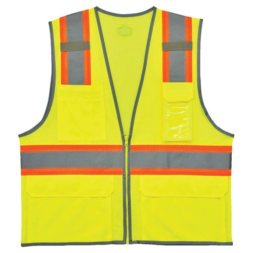 8246Z L/ XL Lime 2-Tone Mesh Vest Type R Class 2 W/Reflective - Exact Tool & Supply