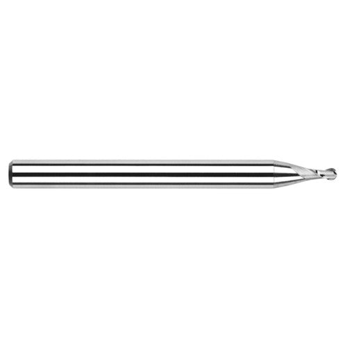 ‎0.055″ Dia. × 1/8″ Shank × 0.082″ DOC × 1-1/2″ OAL, Carbide Uncoated, Stub|Standard , 2 Flute, Ballnose End Mill - Exact Tool & Supply