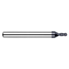 ‎0.01″ Dia. × 1/8″ Shank × 1/64″ DOC × 1-1/2″ OAL, Carbide AlTiN, Stub|Standard , 2 Flute, Ballnose End Mill - Exact Tool & Supply