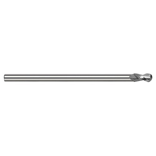 7/16″ Dia. × 3/8″ Shank × 21/32″ DOC × 6″ OAL, Carbide Uncoated, 2 Flute, Ballnose End Mill - Exact Tool & Supply