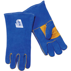 14″ Side Split Cow Hide Welding Gloves - Foam Lined Back - Brown - Exact Tool & Supply