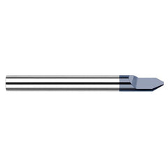 Engraving Cutters - 0.1875″ (3/16″) Shank Diameter × 0.0100″ Flat × 45° included Carbide Tipped Engraver, 1 Flute, AlTiN Coated - Exact Tool & Supply