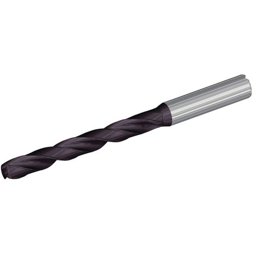 #30 Dia. × 0.236″ Shank × 2.09″ Flute Length × 3.66″ OAL, 132°, TiAlN, Coolant Thru, Round Solid Carbide Drill - Exact Tool & Supply