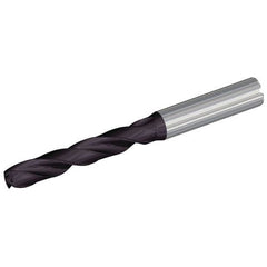 5.2 mm Dia. × 6 mm Shank × 44 mm Flute Length × 3.23″|82 mm OAL, 140°, TiAlN, Coolant Thru, Round Solid Carbide Drill - Exact Tool & Supply