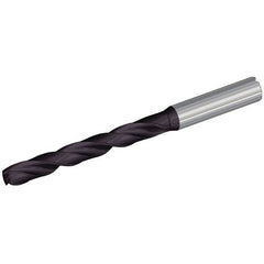 E Dia. x 0.315″ Shank × 2.64″ Flute Length × 4.13″ OAL, 132°, TiAlN, Coolant Thru, Round Solid Carbide Drill - Exact Tool & Supply