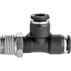 Value Collection - 5/32" OD, NPT Male, Nylon Push-to-Connect Male Run Tee - 150 Max psi, Black - Exact Tool & Supply