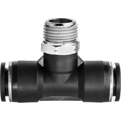 Value Collection - 10mm OD, NPT Male, Nylon Push-to-Connect Male Branch Tee - 150 Max psi, Black - Exact Tool & Supply