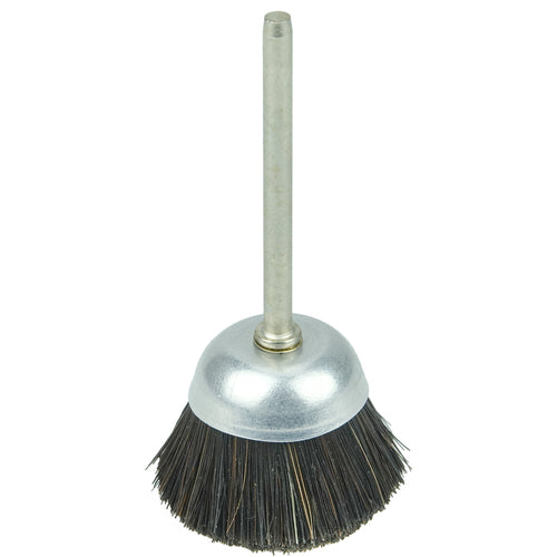 1″ Miniature Cup Brush, Stiff Hair Fill, 1/8″ Stem - Exact Tool & Supply