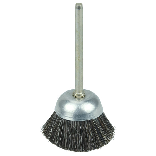 1″ Miniature Cup Brush, Soft Hair Fill, 1/8″ Stem - Exact Tool & Supply