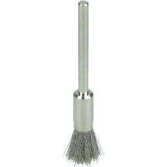 1/4″ Miniature Wire End Brush, .005″ Stainless Steel Fill, 1/8″ Stem - Exact Tool & Supply