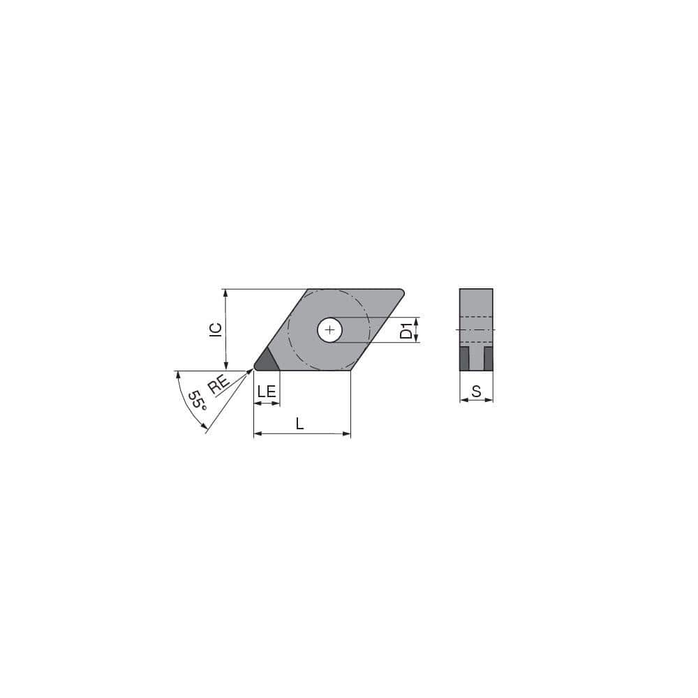 Turning Insert:  DNGA442SN011EK3,  Polycrystalline Cubic Boron Nitride TiN Finish,  Neutral,  1/2″ Inscribed Circle,  0.0315″ Corner Radius,  55.0 &deg N/A Diamond,  Series  DNGA