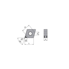 Turning Insert:  CNGA431SN014GK3,  Polycrystalline Cubic Boron Nitride TiN Finish,  Neutral,  1/2″ Inscribed Circle,  0.0157″ Corner Radius,  80.0 &deg N/A Diamond,  Series  CNGA