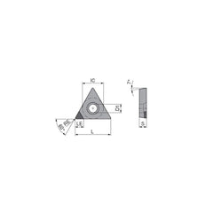Turning Insert:  TCGW21.5.5FNA4 CTBS10U,  Polycrystalline Cubic Boron Nitride Uncoated Finish,  Neutral,  1/4″ Inscribed Circle,  0.0079″ Corner Radius,  60.0 &deg N/A Triangle,  Series  TCGW