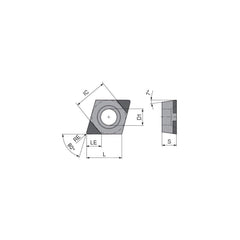 Turning Insert:  CCGW3251SN018EB3,  Polycrystalline Cubic Boron Nitride Uncoated Finish,  Neutral,  0.0157″ Corner Radius,  80.0 &deg N/A Diamond,  Series  CCGW