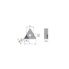Turning Insert:  TNGA332TN012DA3,  Polycrystalline Cubic Boron Nitride TiCN Finish,  Neutral,  0.0315″ Corner Radius,  60.0 &deg N/A Triangle,  Series  TNGA