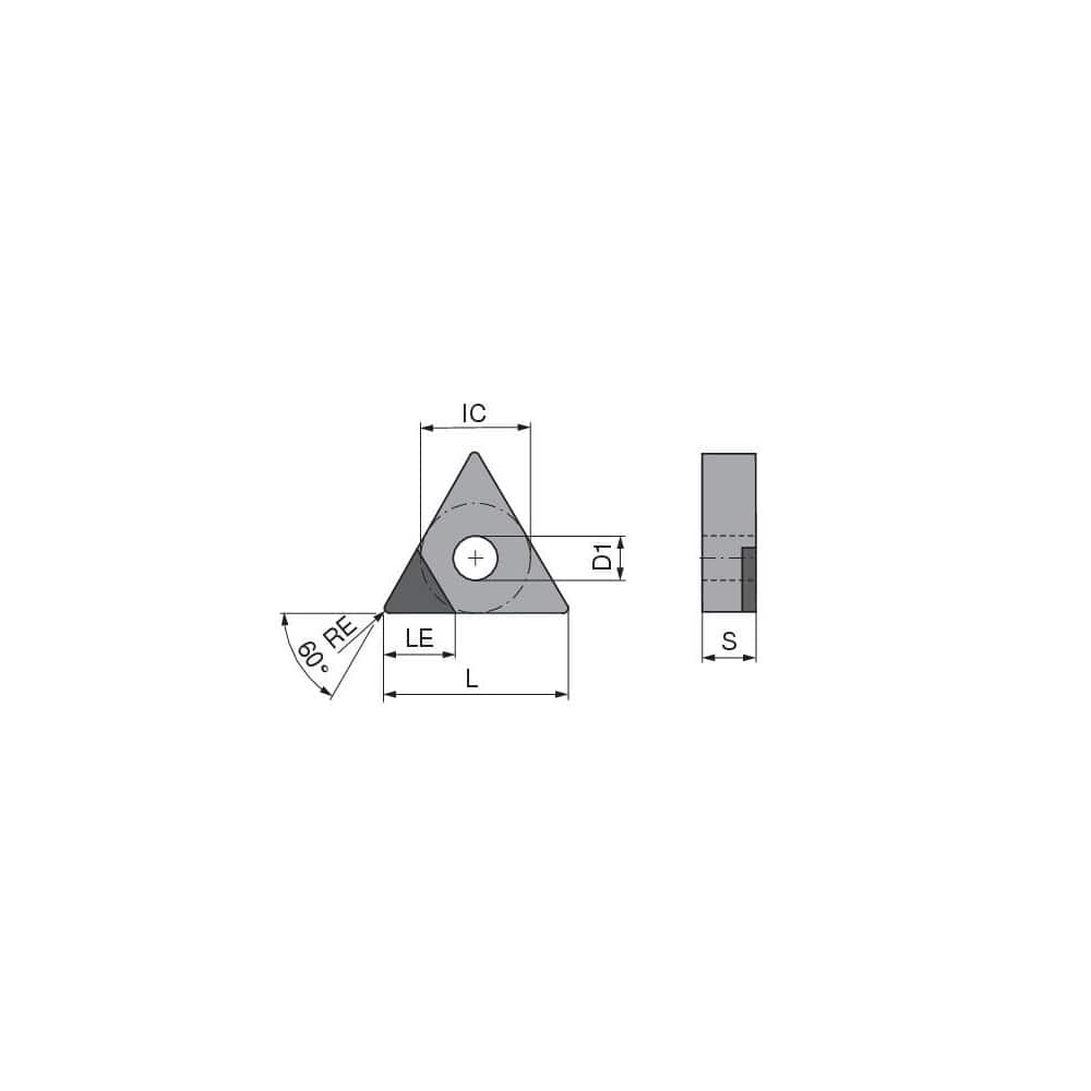 Turning Insert:  TNGA332TN012EA3,  Polycrystalline Cubic Boron Nitride TiN Finish,  Neutral,  0.0315″ Corner Radius,  60.0 &deg N/A Triangle,  Series  TNGA