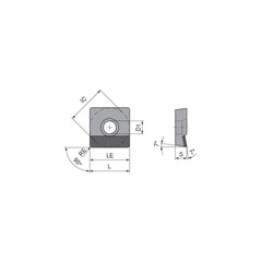 Turning Insert:  SCGT3251FNA4CB3,  Polycrystalline Diamond Uncoated Finish,  Neutral,  0.0157″ Corner Radius,  90.0 &deg N/A Square,  Series  SCGT