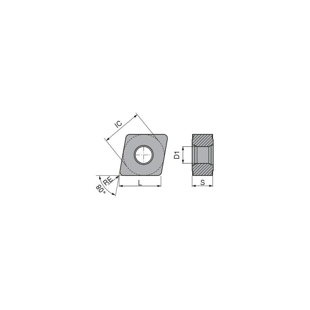 Turning Insert:  CNMU442EN-M50 CTCP125,  Solid Carbide TiCN & Al2O3 Finish,  Neutral,  1/2″ Inscribed Circle,  0.0315″ Corner Radius,  80.0 &deg N/A Diamond,  Series  CNMU