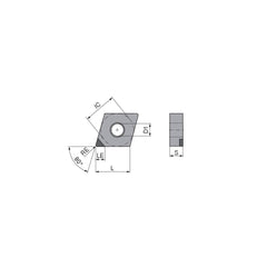 Turning Insert:  CNGA430.5FN_A3 CTBS10U,  Polycrystalline Cubic Boron Nitride Uncoated Finish,  Neutral,  1/2″ Inscribed Circle,  0.0079″ Corner Radius,  80.0 &deg N/A Diamond,  Series  CNGA