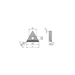Turning Insert:  TCGT21.51FN_A3 CTDPS30,  Polycrystalline Diamond Uncoated Finish,  Neutral,  1/4″ Inscribed Circle,  0.0157″ Corner Radius,  60.0 &deg N/A Triangle,  Series  TCGT