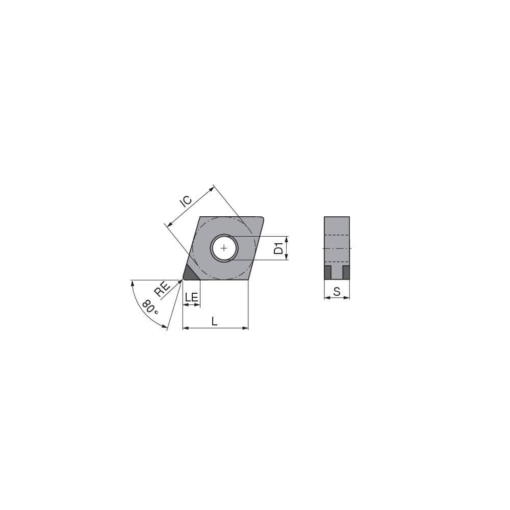 Turning Insert:  CNGA432FN_K3-Q CTBH20C,  Polycrystalline Cubic Boron Nitride TiCN Finish,  Neutral,  1/2″ Inscribed Circle,  0.0315″ Corner Radius,  80.0 &deg N/A Diamond,  Series  CNGA
