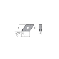 Turning Insert:  DNGA442SN011DK3,  Polycrystalline Cubic Boron Nitride TiCN Finish,  Neutral,  1/2″ Inscribed Circle,  0.0315″ Corner Radius,  55.0 &deg N/A Diamond,  Series  DNGA
