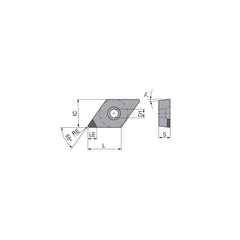 Turning Insert:  DCGW21.51FN_A3 CTDPS30,  Polycrystalline Diamond Uncoated Finish,  Neutral,  1/4″ Inscribed Circle,  0.0157″ Corner Radius,  55.0 &deg N/A Diamond,  Series  DCGW