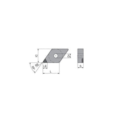 Turning Insert:  DNGA442FN_A3 CTBH40U,  Polycrystalline Cubic Boron Nitride TiN Finish,  Neutral,  1/2″ Inscribed Circle,  0.0315″ Corner Radius,  55.0 &deg N/A Diamond,  Series  DNGA