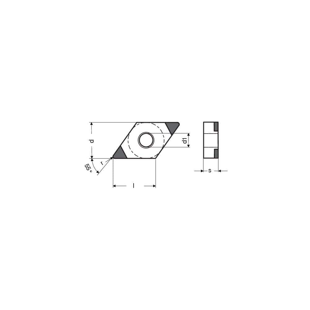 Turning Insert:  PDNGA443SN011CB3,  Polycrystalline Cubic Boron Nitride TiN Finish,  Neutral,  1/2″ Inscribed Circle,  0.0472″ Corner Radius,  55.0 &deg N/A Diamond,  Series  DNGA