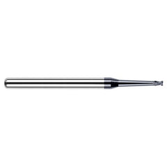Miniature End Mills - Clearance Cutters - 0.0310″ (1/32″) Cutter Diameter × 0.0470″ (3/64″) Length of Cut × 2° 1.0000″ (1″) Taper Reach Carbide Square End Mill, 2 Flutes, AlTiN Nano Coated - Exact Tool & Supply