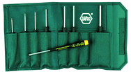 8 Piece - .050; 1/16; 5/64; 3/32; 7/64; 1/8; 9/64; 5/32" - Precision ESD Safe Hex Inch Screwdriver Set in Canvas Pouch - Exact Tool & Supply