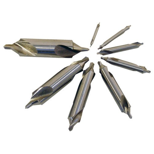 #11-#18 × 60 Degree HSS Center Drill Set - Bell Type - Exact Tool & Supply