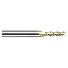 3/16″ Dia. × 3/16″ Shank × 5/8″ DOC × 2″ OAL, Carbide ZrN, 2 Flute, Ballnose End Mill - Exact Tool & Supply
