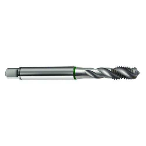‎M6 × 1.0 3FL 6H Cobalt Spiral Flute Full Bott Green Ring Tap-Bright FORM-E-40 Degree Helix - Exact Tool & Supply