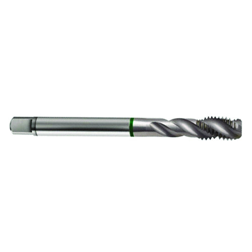 ‎M8 × 1.25 3FL 6H Cobalt Spiral Flute Full Bott Green Ring Tap-Bright FORM-E-40 Degree Helix - Exact Tool & Supply