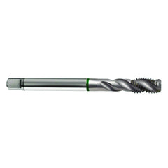 ‎M6 × 1.0 3FL 6H Cobalt Spiral Flute Full Bott Green Ring Tap-Bright FORM-E-40 Degree Helix - Exact Tool & Supply