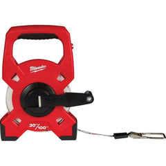Milwaukee Tool - Tape Measures; Length (Feet): 100.000 ; Length (Meters): 30.00 ; Width (Inch): 2 ; Graduation (Inch): 1/16 ; Blade Material: Fiberglass ; Case Material: Plastic - Exact Tool & Supply