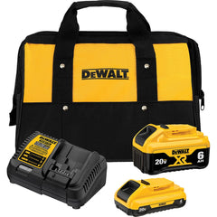 DeWALT - Power Tool Batteries; Voltage: 20.00 ; Battery Chemistry: Lithium Ion ; Battery Capacity (Ah): 6.00 ; Battery Series: 20V MAX ; Includes: 20-Volt MAX 6.0Ah XR Battery; 20-Volt MAX 4.0Ah; Charger; Storage Bag ; Charger Replacement Number: DCB1106 - Exact Tool & Supply