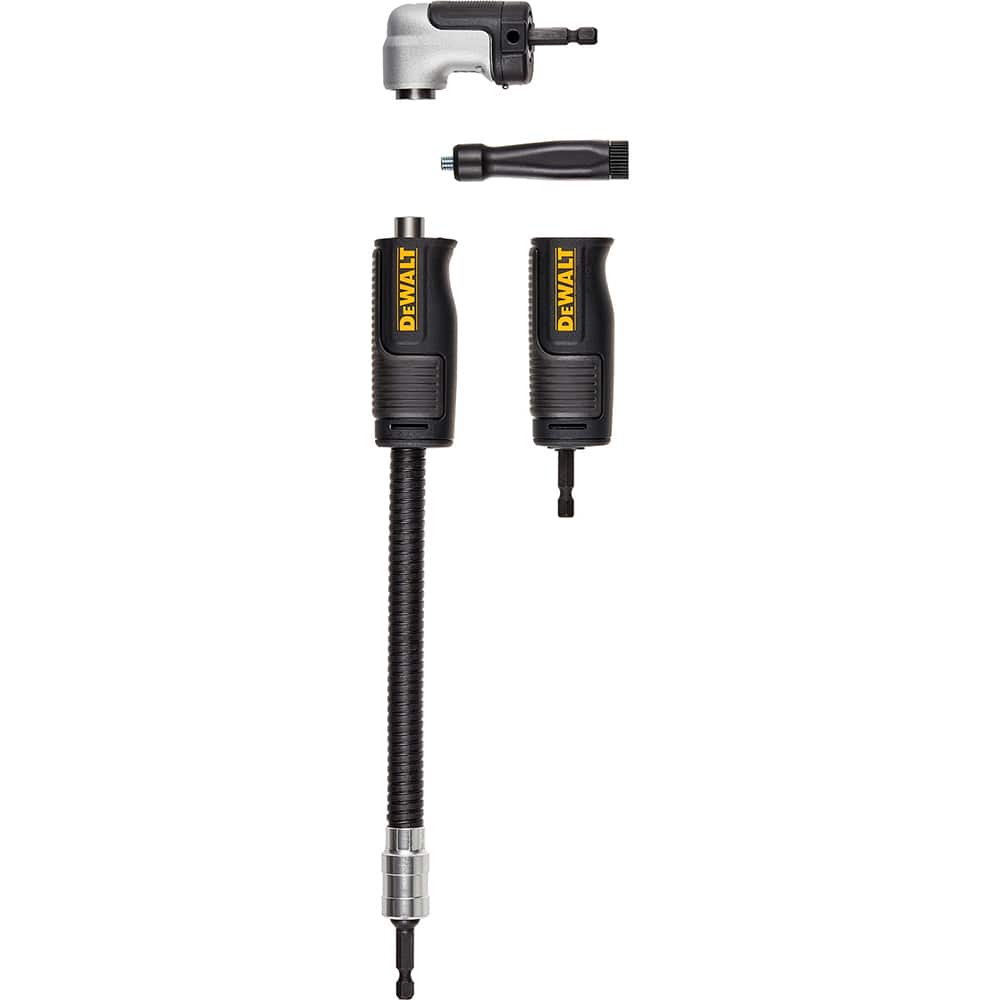 DeWALT - Power Drill Accessories; Accessory Type: Right Angle Attachment ; For Use With: Impact Driver ; Drive Size (Inch): 1/4 Hex ; Additional Information: 4-In-1 Modular Right-Angle System Transforms To Quickly Switch Between A Compact Right Angle, St - Exact Tool & Supply