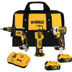 DeWALT - Cordless Tool Combination Kits; Voltage: 20 ; Tools: 1/4" Impact Driver; Screwgun; Drywall Cut-Out Tool ; Battery Chemistry: Lithium Ion ; Battery Series: 20V MAX ; Battery Included: Yes ; Number of Batteries: 2 - Exact Tool & Supply