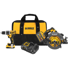 DeWALT - Cordless Tool Combination Kits; Voltage: 60 ; Tools: 1/2" Brushless Hammer Drill/Driver; 7-1/4" Circular Saw ; Battery Chemistry: Lithium Ion ; Battery Series: FLEXVOLT ; Battery Included: Yes ; Number of Batteries: 2 - Exact Tool & Supply