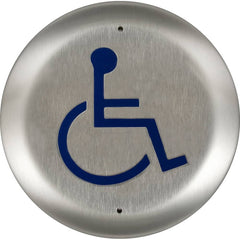 Dorma Kaba - Push Plates; Type: Round Push Plate ; Overall Length (Inch): 4-1/2 ; Finish/Coating: Brushed - Exact Tool & Supply