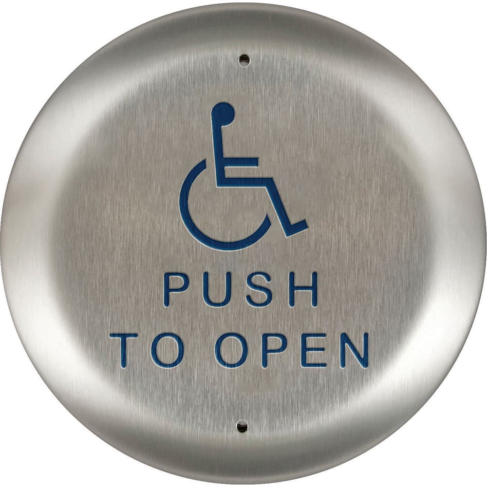 Dorma Kaba - Push Plates; Type: Round Push Plate ; Overall Length (Inch): 4-1/2 ; Finish/Coating: Brushed - Exact Tool & Supply