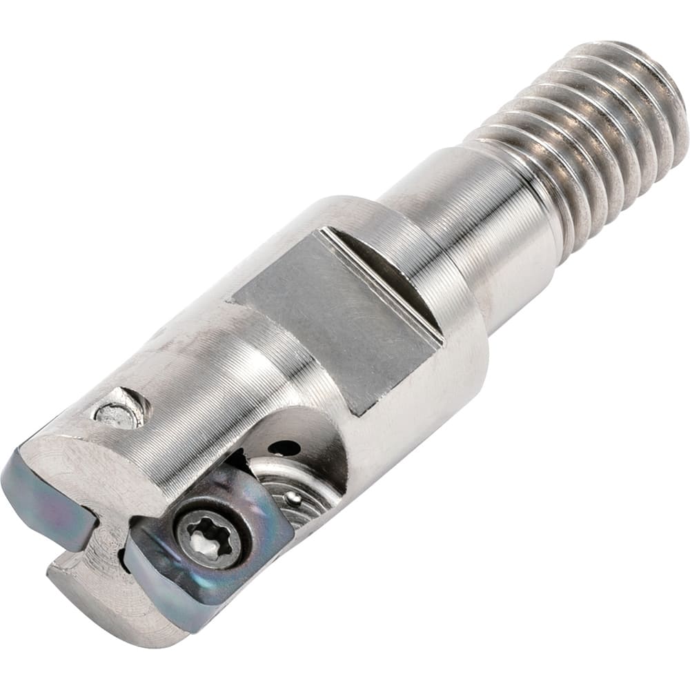Kyocera - Indexable High-Feed End Mills; Cutting Diameter (mm): 12.07 ; Maximum Depth of Cut (mm): 0.50 ; Shank Type: Modular Connection ; Shank Diameter (mm): 8.5000 ; Number of Cutter Inserts: 4 ; Insert Style: LPGT - Exact Tool & Supply