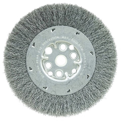 Weiler - Wheel Brushes; Outside Diameter (Inch): 6 ; Arbor Hole Thread Size: 5/8 ; Wire Type: Crimped Wire ; Fill Material: Steel ; Face Width (Inch): 3/4 ; Trim Length (Inch): 1-1/8 - Exact Tool & Supply