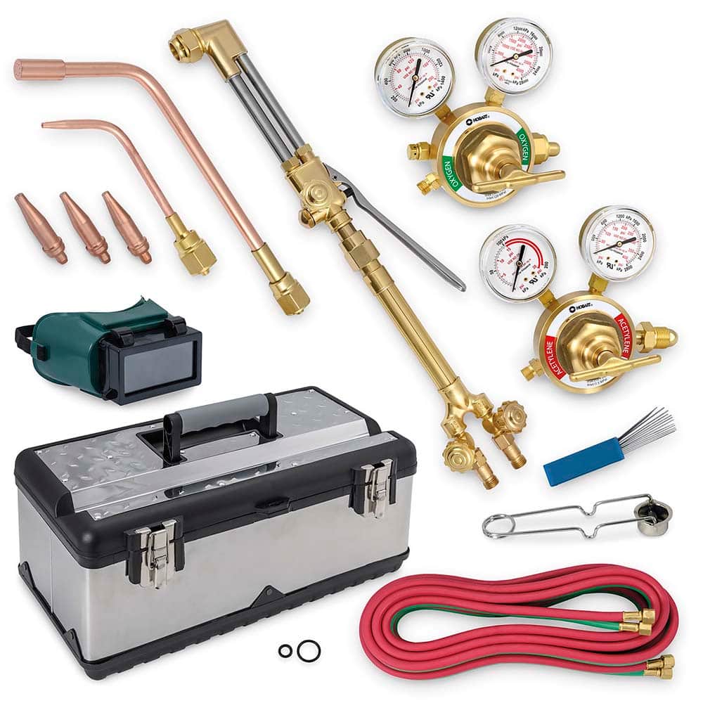 Hobart Welding Products - Oxygen/Acetylene Torch Kits; Type: Victor-Compatible ; Maximum Cutting: 1-1/2 (Inch); Welding Capacity: 1/8 (Inch) - Exact Tool & Supply